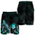 CNMI Polynesian Men's Shorts - Turtle With Blooming Hibiscus Turquoise - Polynesian Pride