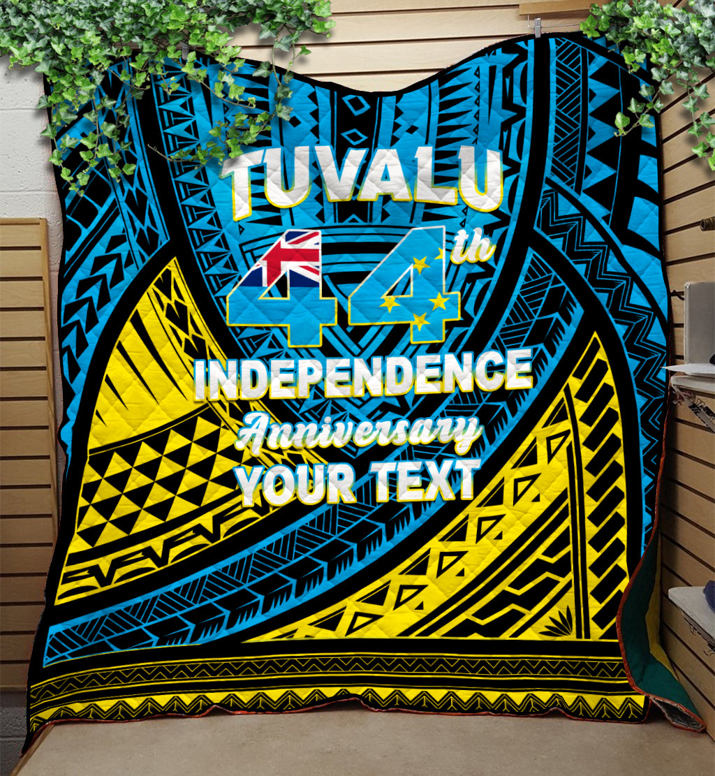 (Custom Personalised) Tuvalu Quilt 44th Independence Anniversary - Tribal Pattern - LT12 Quilt Blue - Polynesian Pride