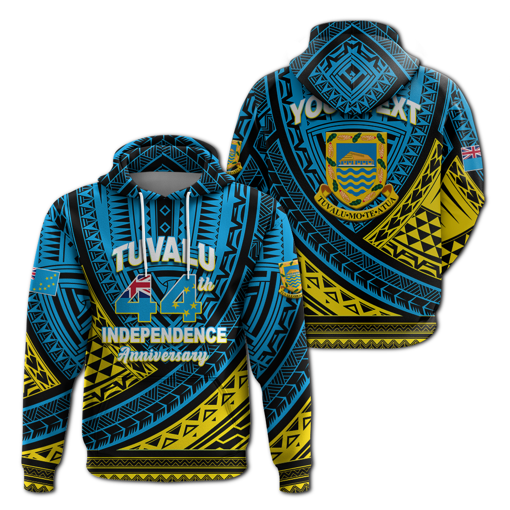 Custom Tuvalu Hoodie 44th Independence Anniversary Tribal Pattern LT12 Hoodie Blue - Polynesian Pride