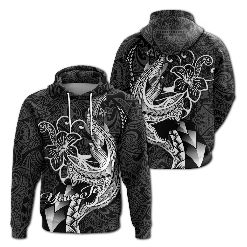 Custom Polynesian Shark Tattoo Hawaii Tribal Hoodie LT12 Hoodie Black - Polynesian Pride