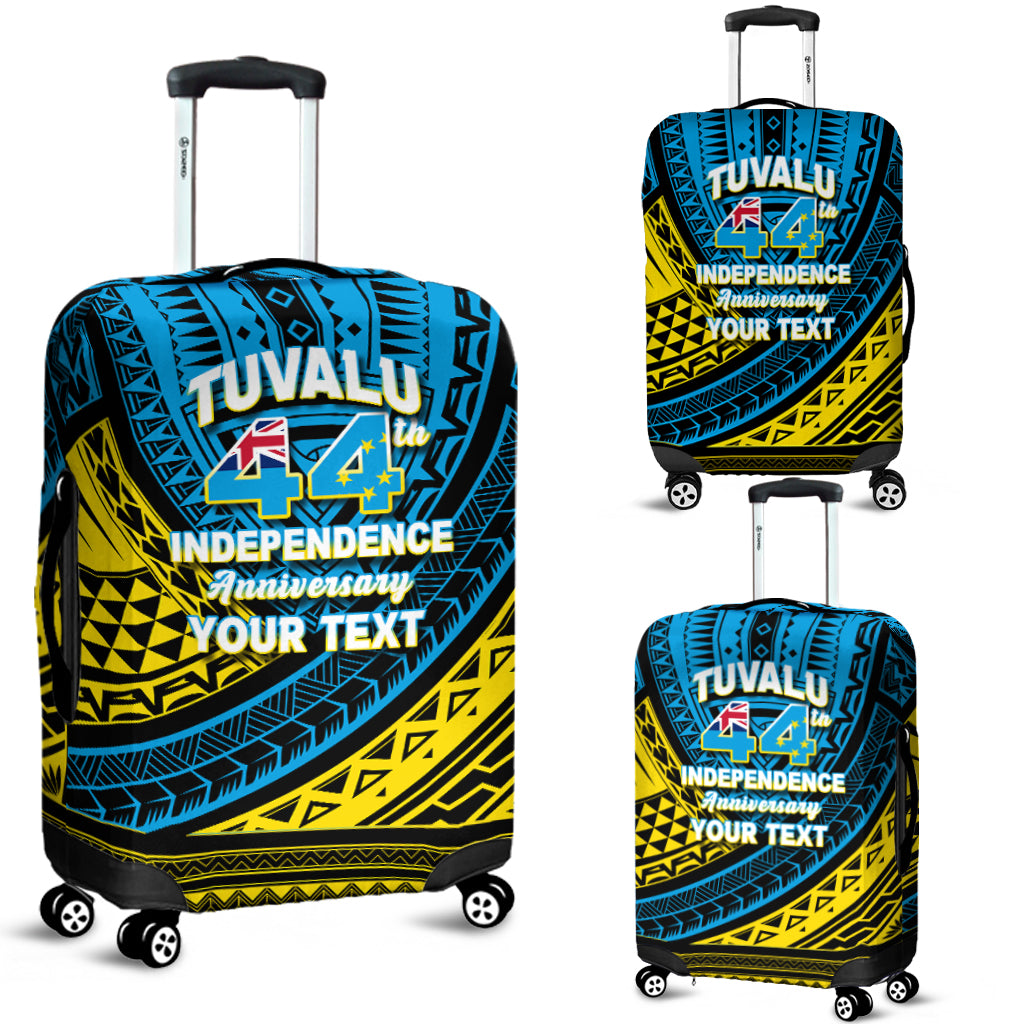 (Custom Personalised) Tuvalu Luggage Covers 44th Independence Anniversary - Tribal Pattern - LT12 Luggage Covers Blue - Polynesian Pride