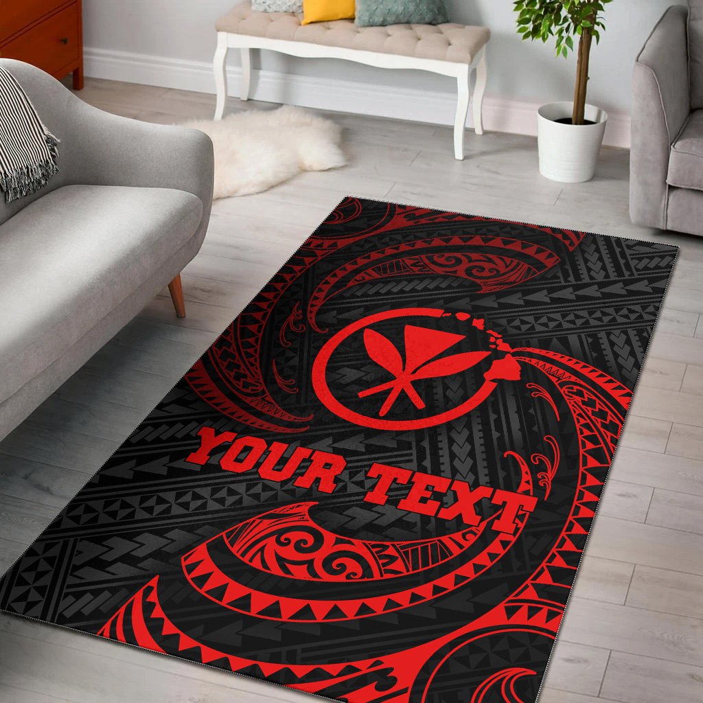 Hawaii Polynesian Custom Personalised Area Rug - Red Tribal Wave Red - Polynesian Pride