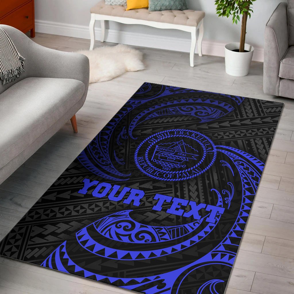 Palau Polynesian Custom Personalised Area Rug - Blue Tribal Wave Blue - Polynesian Pride