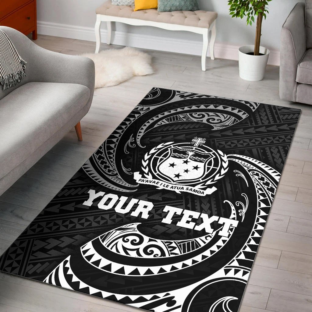 Samoa Polynesian Custom Personalised Area Rug - White Tribal Wave White - Polynesian Pride