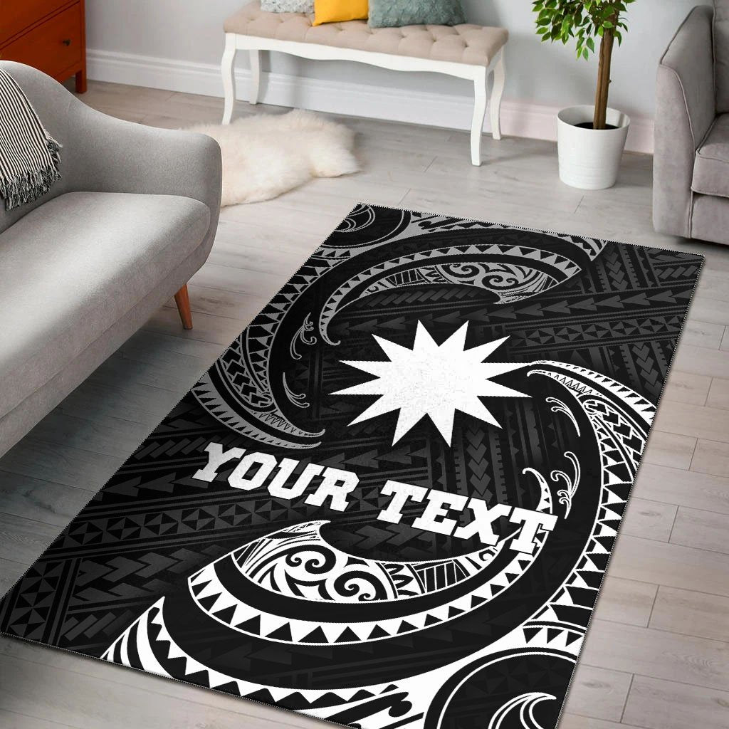 Nauru Polynesian Custom Personalised Area Rug - White Tribal Wave White - Polynesian Pride