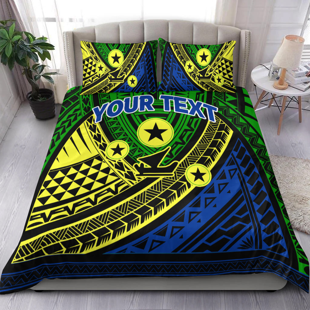 (Custom Personalised) Vanuatu Malampa Province Tribal Pattern Bedding Set - LT12 Bedding Set Green - Polynesian Pride