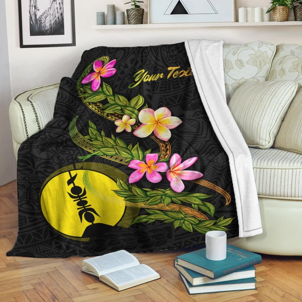 New Caledonia Polynesian Custom Personalised Blanket - Plumeria Tribal White - Polynesian Pride