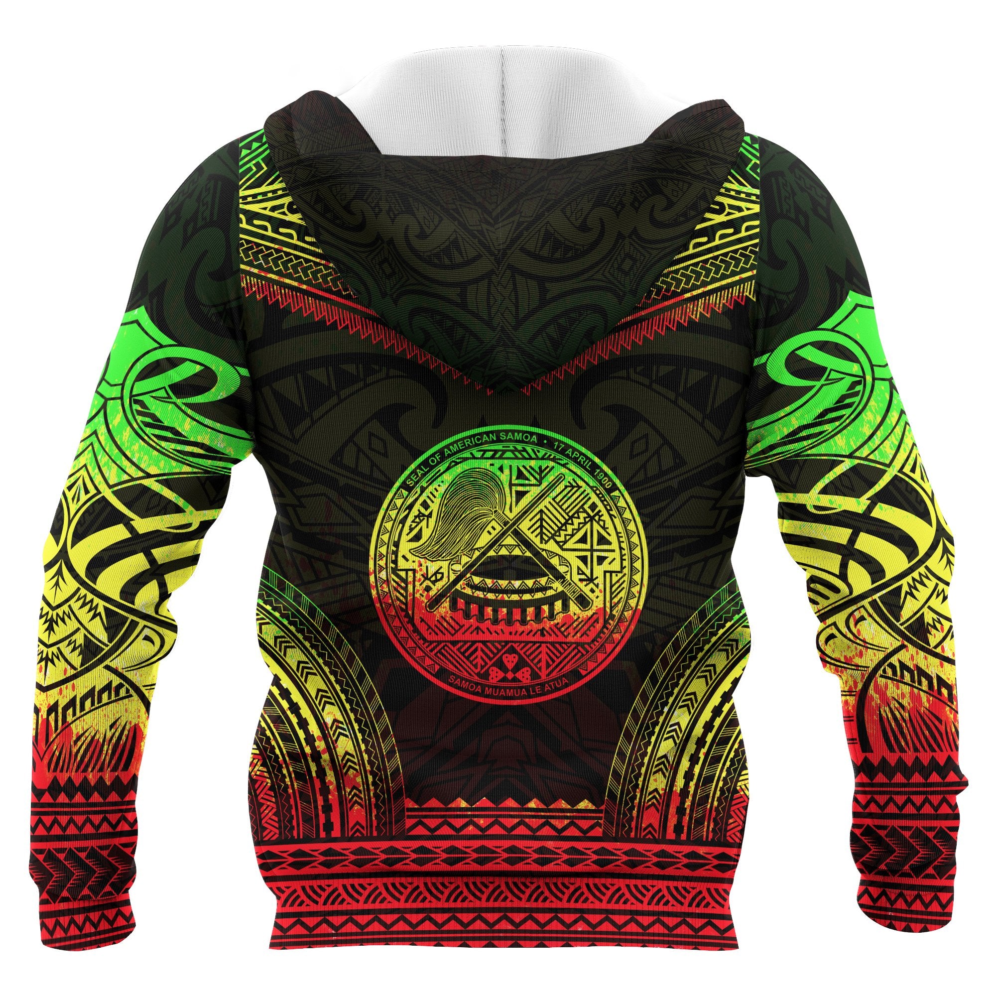 American Samoa Polynesian Chief Custom Zip up Hoodie Reggae Version Unisex Reggae - Polynesian Pride