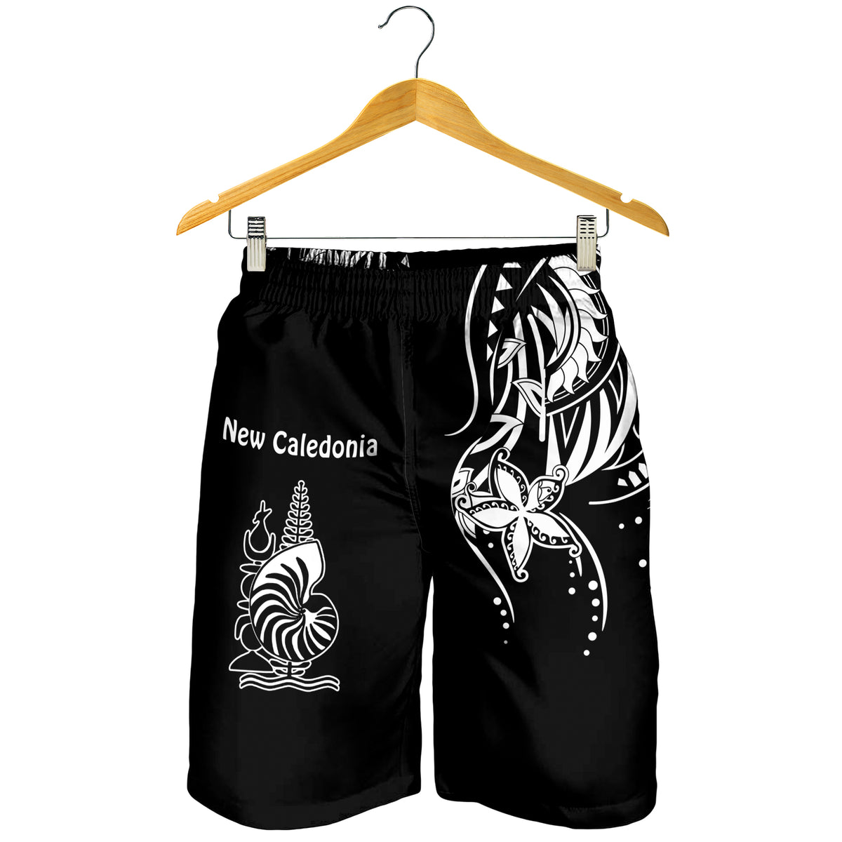 New Caledonia Men Short Emblem Nautilus Shell Version Black LT13 - Polynesian Pride