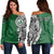 (Personalised) Hawaii - Aiea High Tribal Kakau Women's Off Shoulder Sweatshirt AH Green - Polynesian Pride