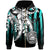 American Samoa Zip Hoodie Cyan Vertical Stripes Style Unisex Cyan - Polynesian Pride