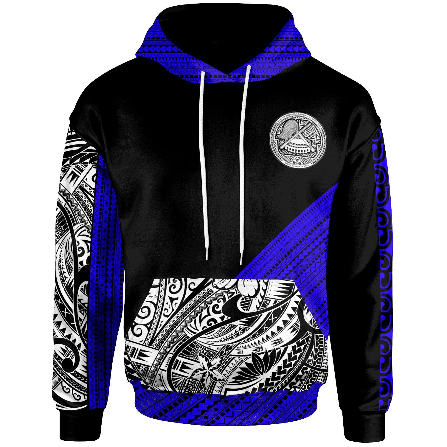 American Samoa Custom Hoodie Polynesian Diagonal Pattern Dark Blue Unisex Dark Blue - Polynesian Pride