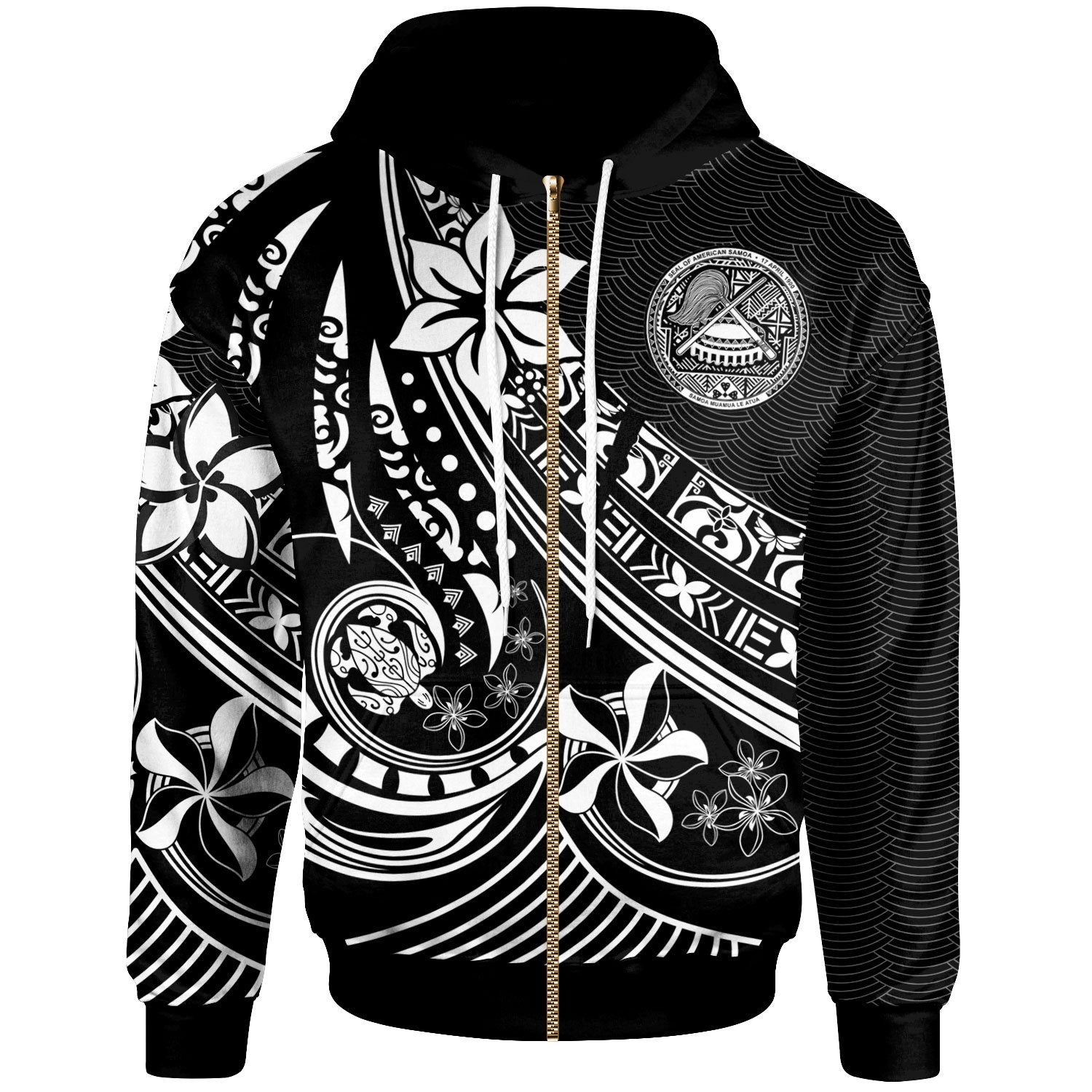 American Samoa Zip Hoodie The Flow of The Ocean White Unisex White - Polynesian Pride