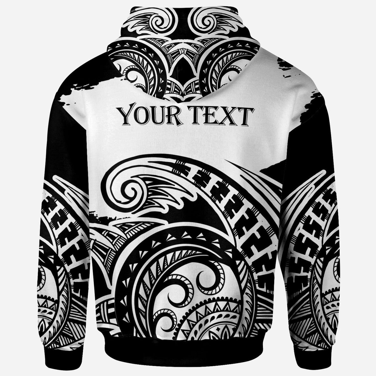 American Samoa Custom Zip Hoodie Ethnic Style With Round Black White Pattern - Polynesian Pride