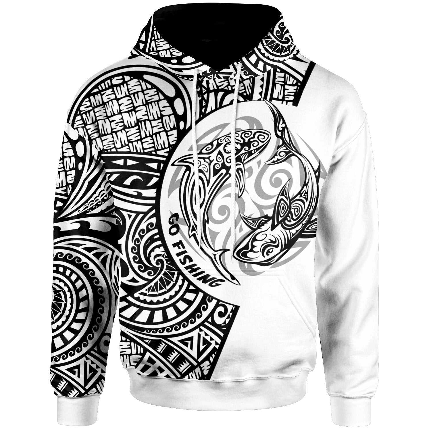 Tuvalu Hoodie Go Fishing Now Unisex White - Polynesian Pride