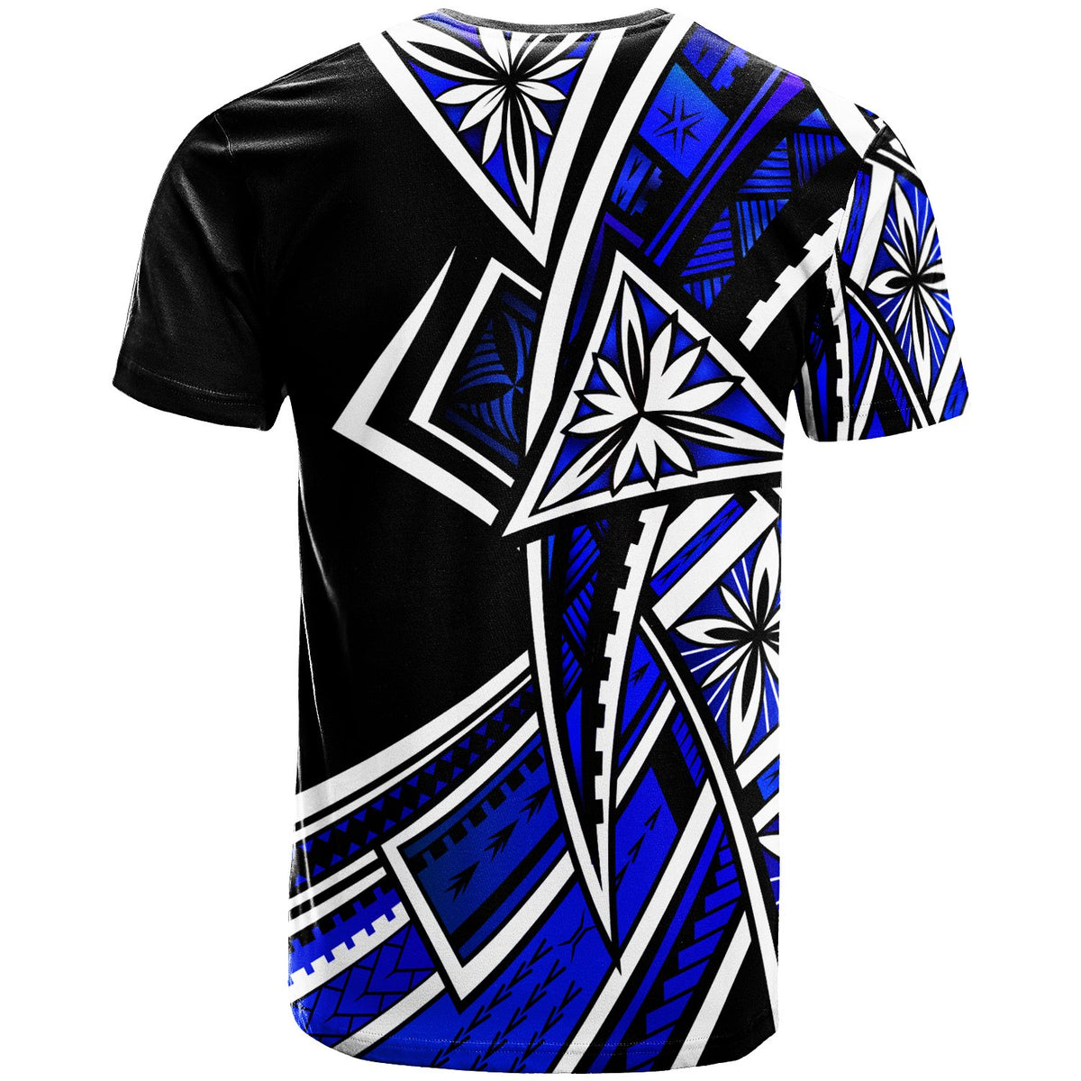 American Samoa T Shirt Tribal Flower Special Pattern Blue Color - Polynesian Pride