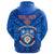 Custom Kolisi Apifoou College Tonga Zip Hoodie Full Blue, Custom Text and Number - Polynesian Pride