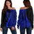 New Caledonia Women's Off Shoulder Sweater - Blue Polynesian Tentacle Tribal Pattern Blue - Polynesian Pride