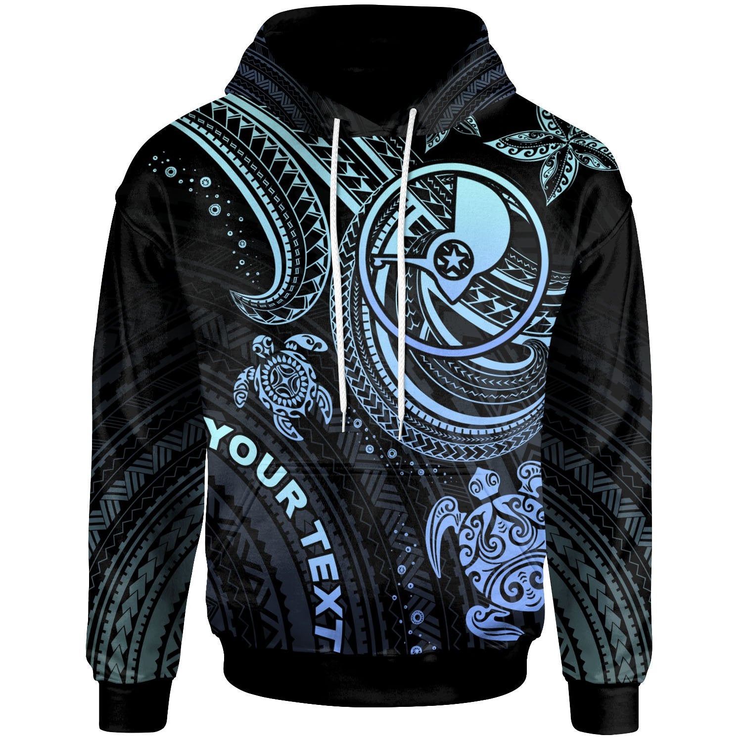 Yap Custom Hoodie Blue Turtle Unisex Blue - Polynesian Pride