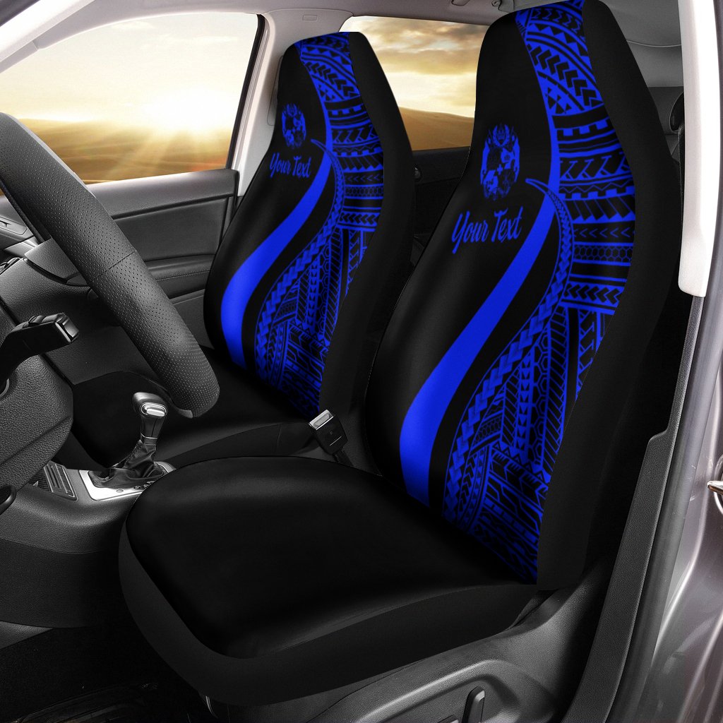 Tonga Custom Personalised Car Seat Covers - Blue Polynesian Tentacle Tribal Pattern Universal Fit Blue - Polynesian Pride