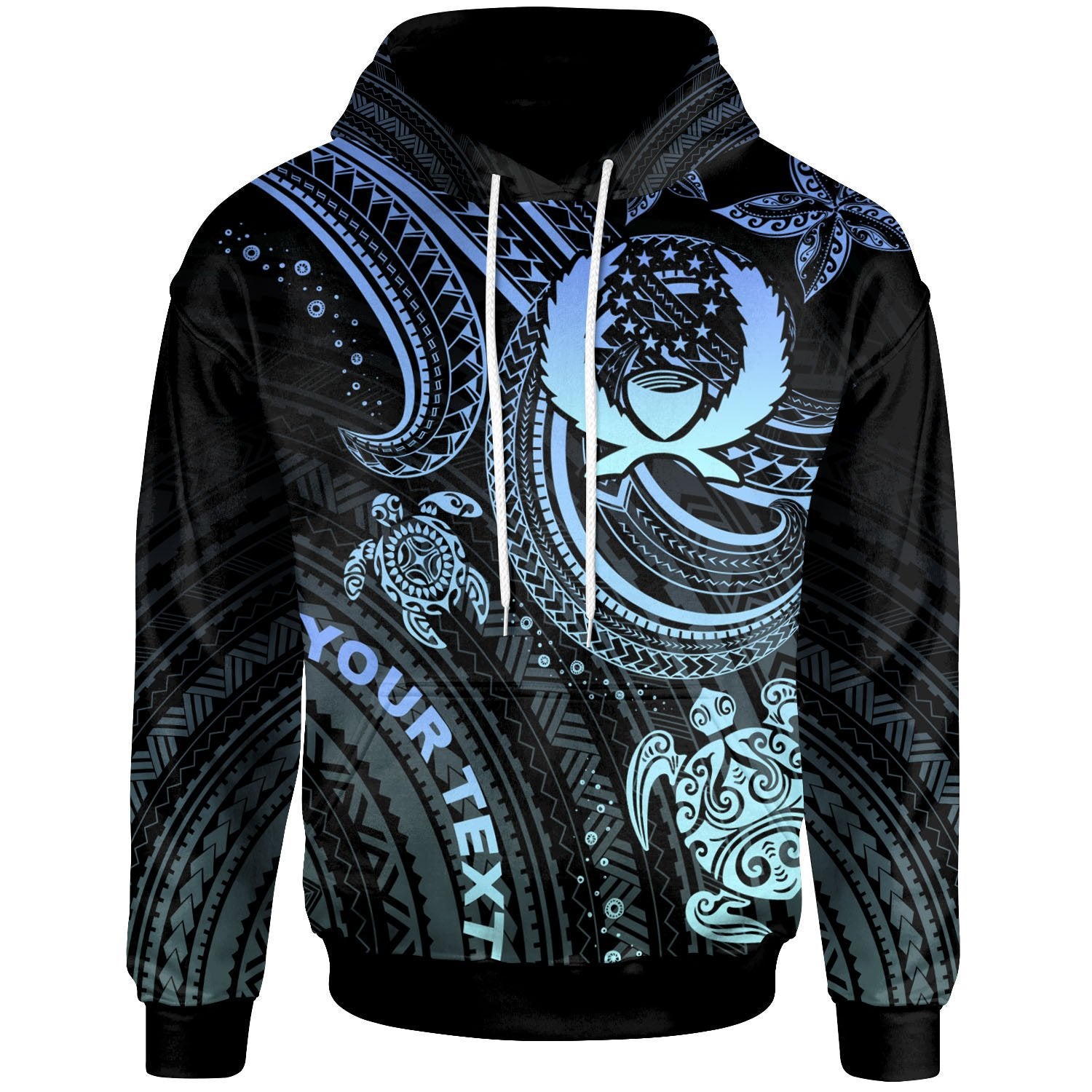 Pohnpei Custom Hoodie Blue Turtle Unisex Blue - Polynesian Pride