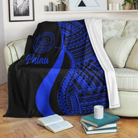 Palau Premium Blanket - Blue Polynesian Tentacle Tribal Pattern Crest - Polynesian Pride