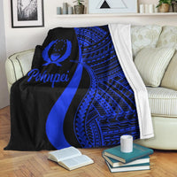 Pohnpei Premium Blanket - Blue Polynesian Tentacle Tribal Pattern - Polynesian Pride
