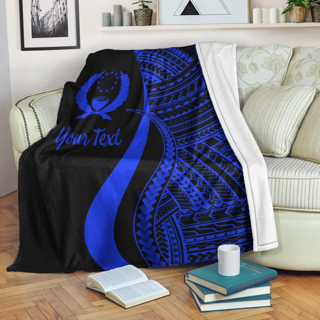 Pohnpei Custom Personalised Premium Blanket - Blue Polynesian Tentacle Tribal Pattern - Polynesian Pride