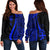 Fiji Women's Off Shoulder Sweater - Blue Polynesian Tentacle Tribal Pattern Blue - Polynesian Pride