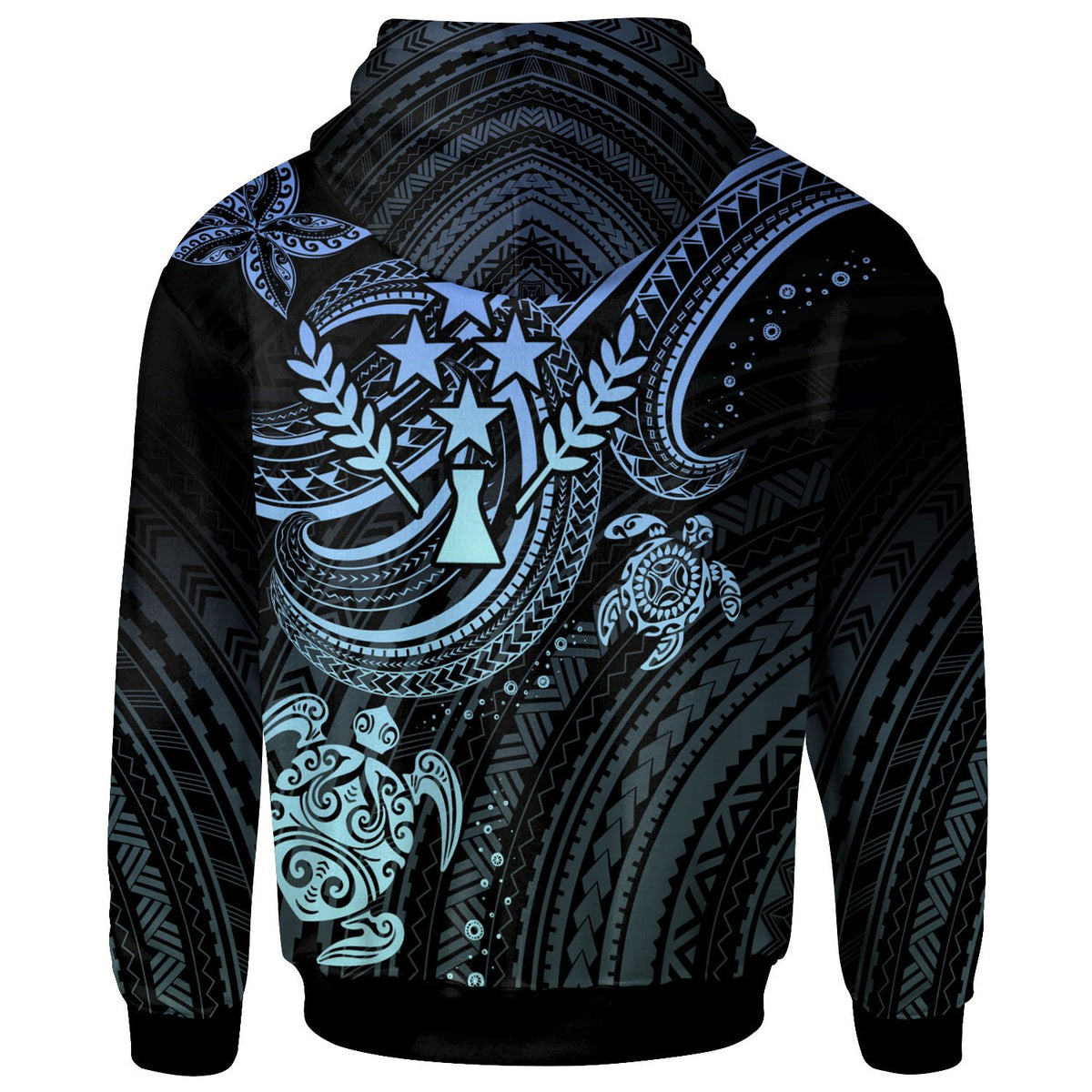 Kosrae Custom Zip up Hoodie Blue Turtle - Polynesian Pride