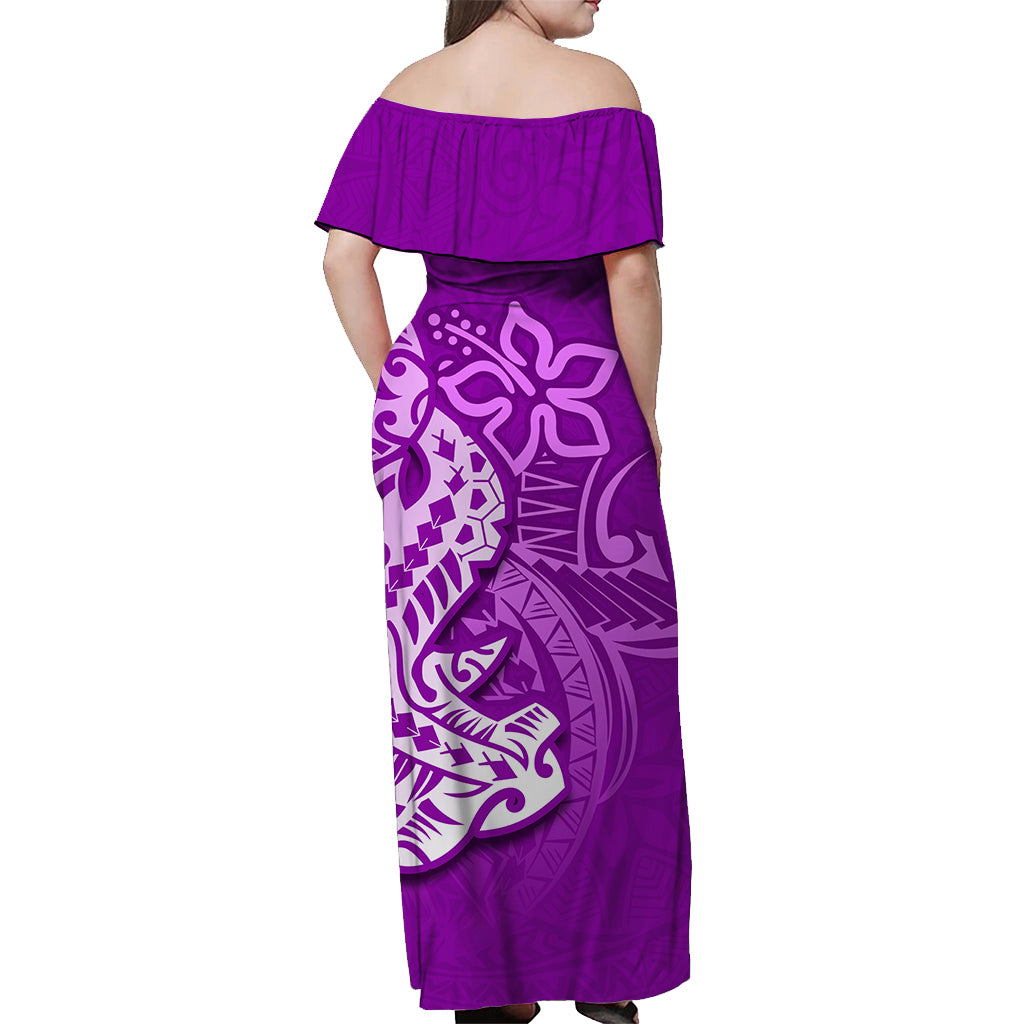 Hammerhead shark Off Shoulder Long Dress Polynesian Purple Style LT6 - Polynesian Pride
