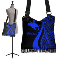Papua New Guinea Custom Personalised Boho Handbag - Blue Polynesian Tentacle Tribal Pattern - Polynesian Pride