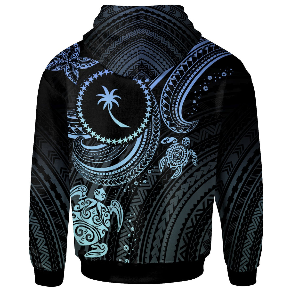 Chuuk Custom Zip up Hoodie Blue Turtle - Polynesian Pride