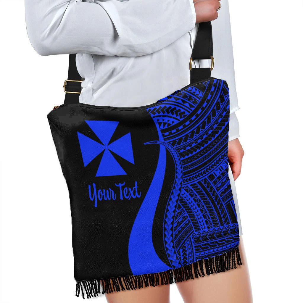 Wallis And Futuna Custom Personalised Boho Handbag - Blue Polynesian Tentacle Tribal Pattern - Polynesian Pride