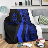 Guam Custom Personalised Premium Blanket - Blue Polynesian Tentacle Tribal Pattern - Polynesian Pride