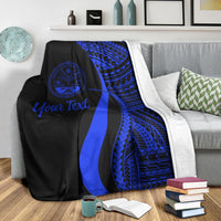 Marshall Islands Custom Personalised Premium Blanket - Blue Polynesian Tentacle Tribal Pattern Crest - Polynesian Pride