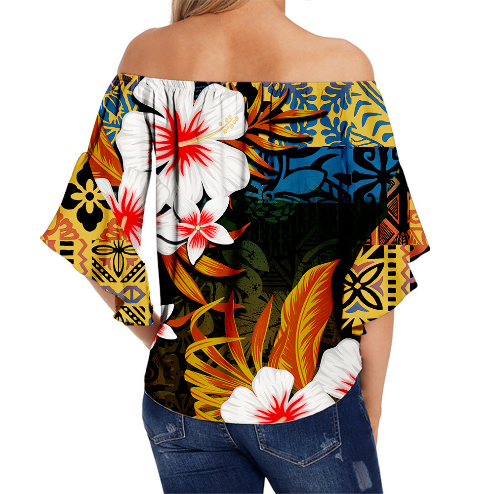 Hawaii Ukulele Off Shoulder Waist Wrap Top Style No.2 LT6 - Polynesian Pride