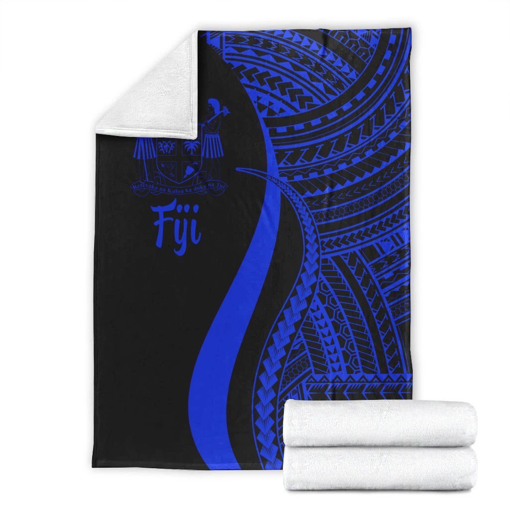 Fiji Premium Blanket - Blue Polynesian Tentacle Tribal Pattern Crest - Polynesian Pride