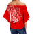 Hawaii Shark Off Shoulder Waist Wrap Top Polynesian Red Style LT6 - Polynesian Pride