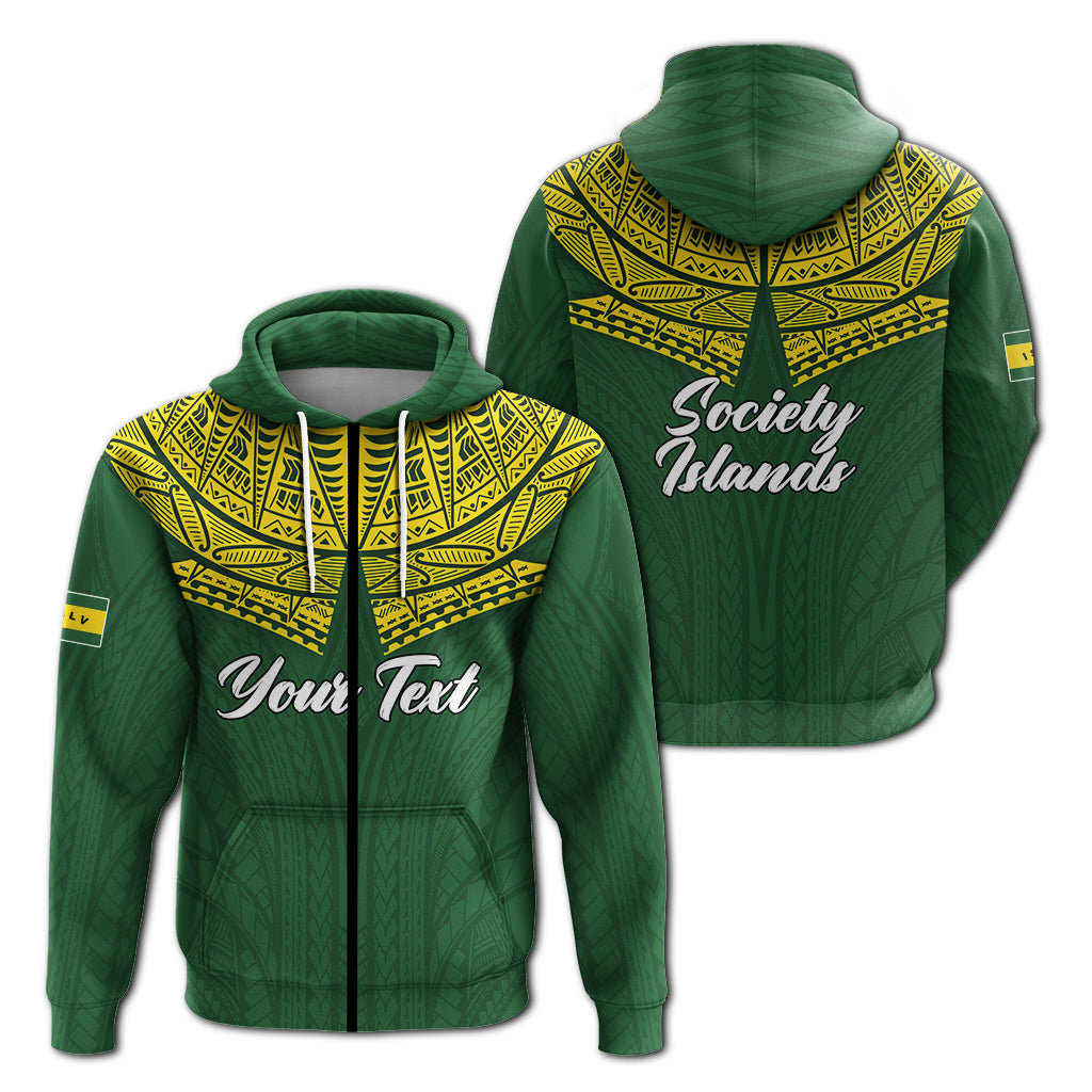 Custom Society Islands Pride Hoodie LT12 Zip Hoodie Green - Polynesian Pride