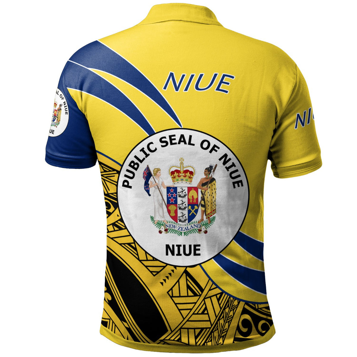 Niue Polo Shirt Symmetrical Lines - Polynesian Pride