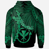 Polynesian Hawaii Hoodie Tribal Wave Tattoo Green - Polynesian Pride