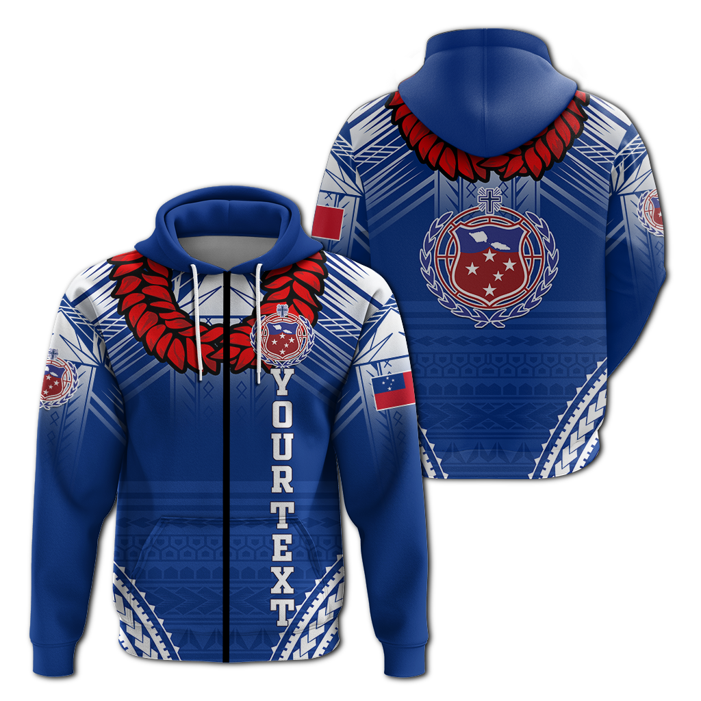 Custom Toa Samoa Rugby Ula Fala Art Hoodie LT12 Zip Hoodie Blue - Polynesian Pride