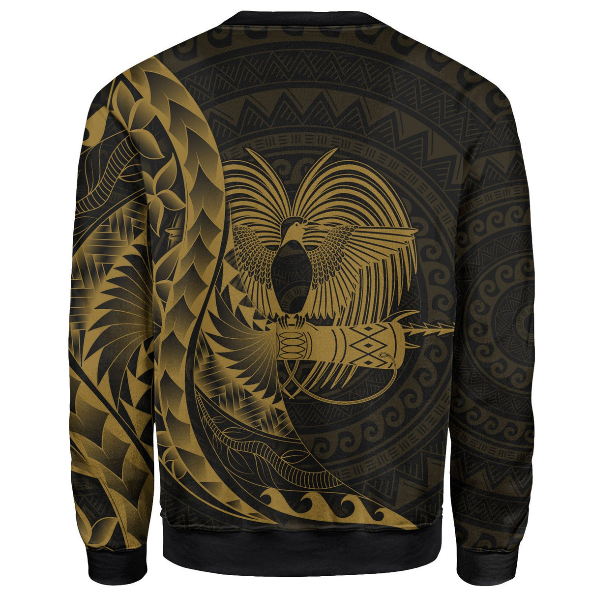 Papua New Guinea Sweatshirt - Custom Personalised Polynesian Pattern Style Gold Color - Polynesian Pride