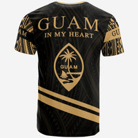 Guam T Shirt In My Heart Style Gold Polynesian Patterns - Polynesian Pride