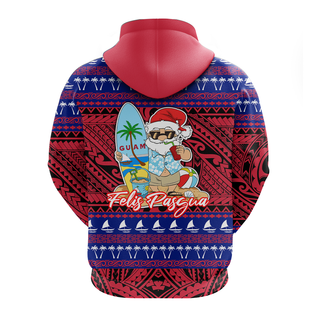 Guam Christmas Felis Pasgua Santas Guam Surf Board Hoodie LT2 - Polynesian Pride