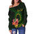 Cook Islands Polynesian Custom Personalised Women's Off Shoulder Sweater - Floral With Seal Flag Color - Polynesian Pride