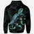 Yap Polynesian Zip up Hoodie Turtle With Blooming Hibiscus Turquoise - Polynesian Pride