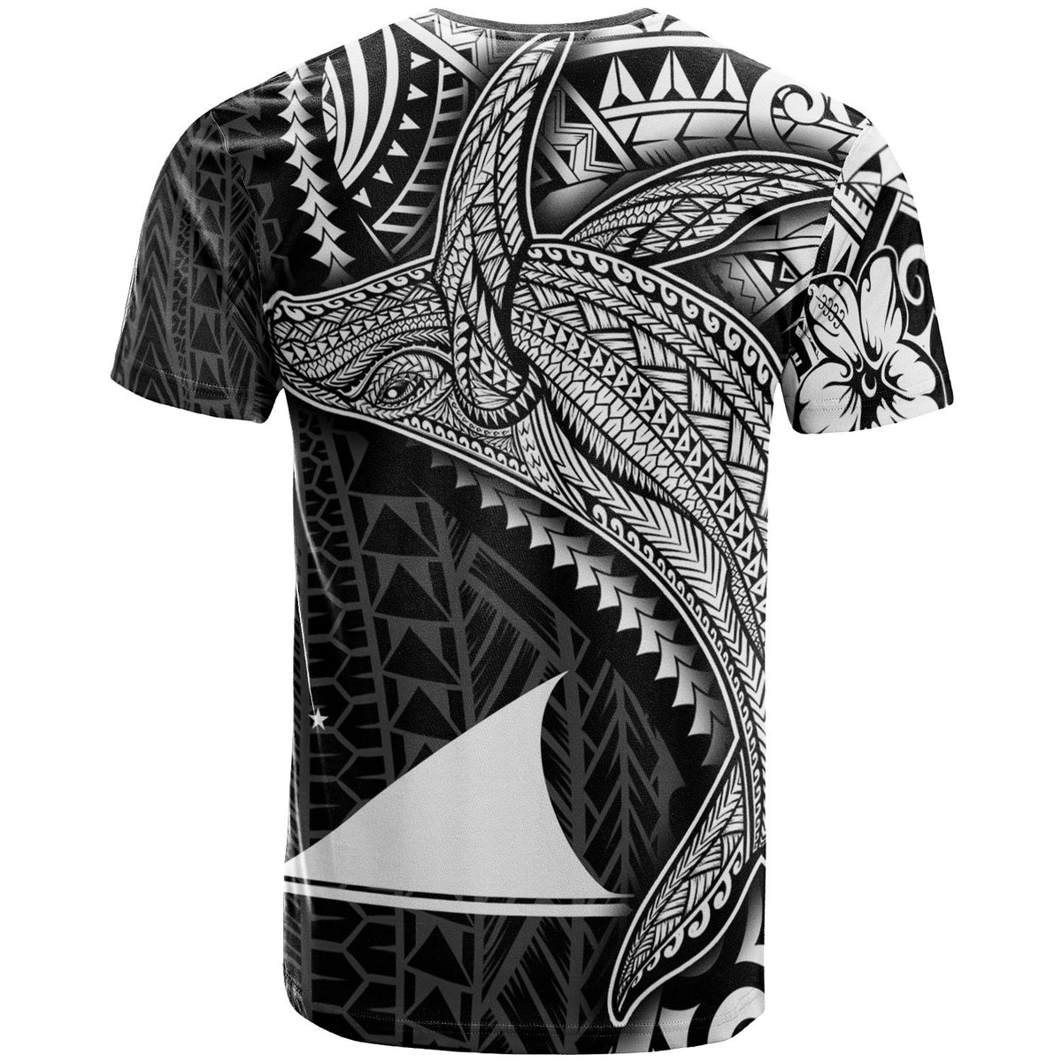 Tokelau T Shirt Humpback Whale & Coat of Arms White - Polynesian Pride