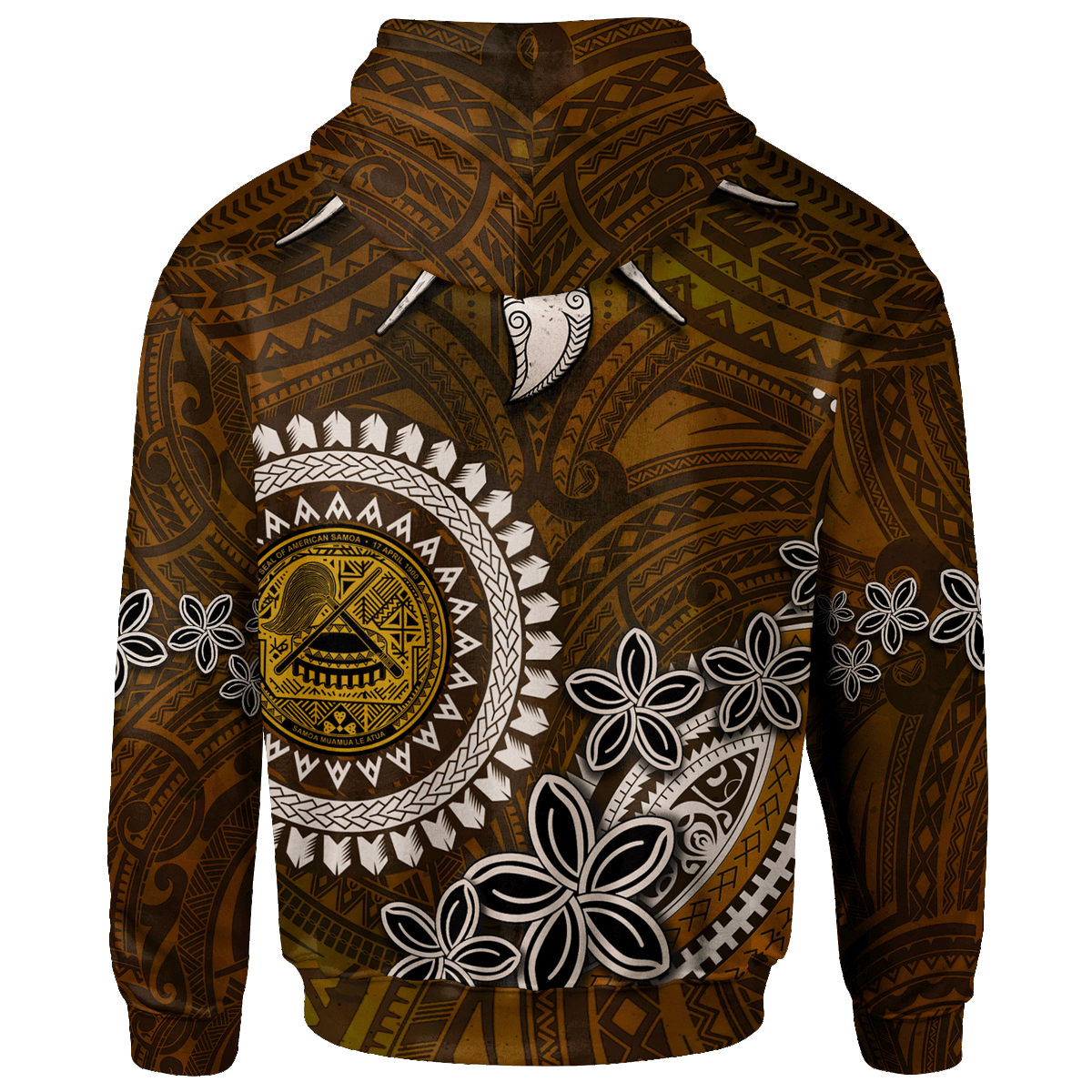 American Samoa Custom Zip Hoodie Polynesian Boar Tusk - Polynesian Pride